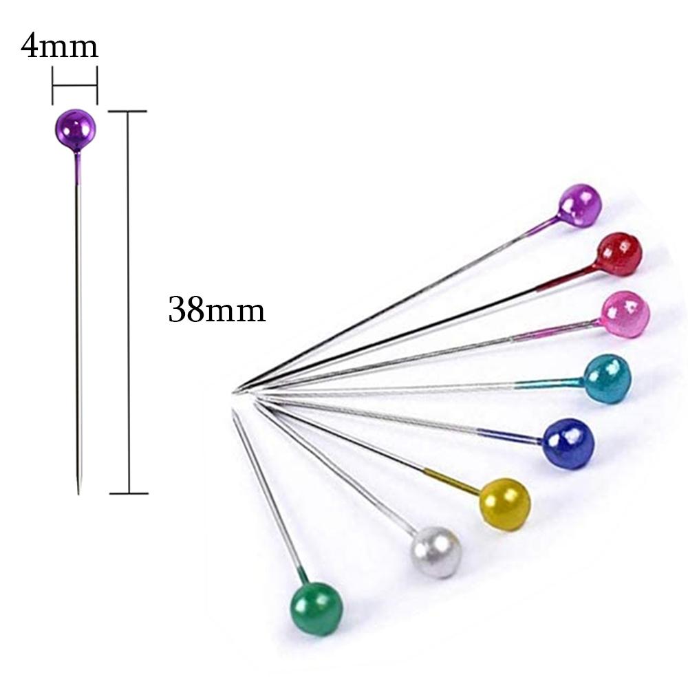 100 Stück/Karton 38 cm Bunte Runde Perlkopf-Nadeln Gerade Stich-Schiebe-Nähnadeln Für Schneiderarbeiten Positionierung DIY-Nähwerkzeuge