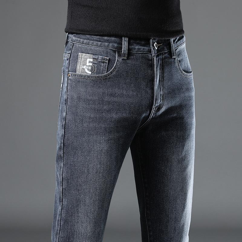 Новые осенне-зимние модные джинсы прямые тонкие брендовые сто эластичные мужские — фото 4