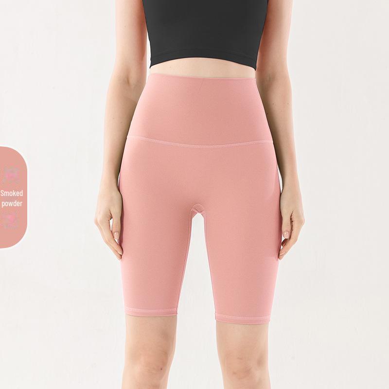 

Женские шорты для йоги телесного цвета с высокой талией - летние обтягивающие брюки для фитнеса с эффектом подтяжки бедер M