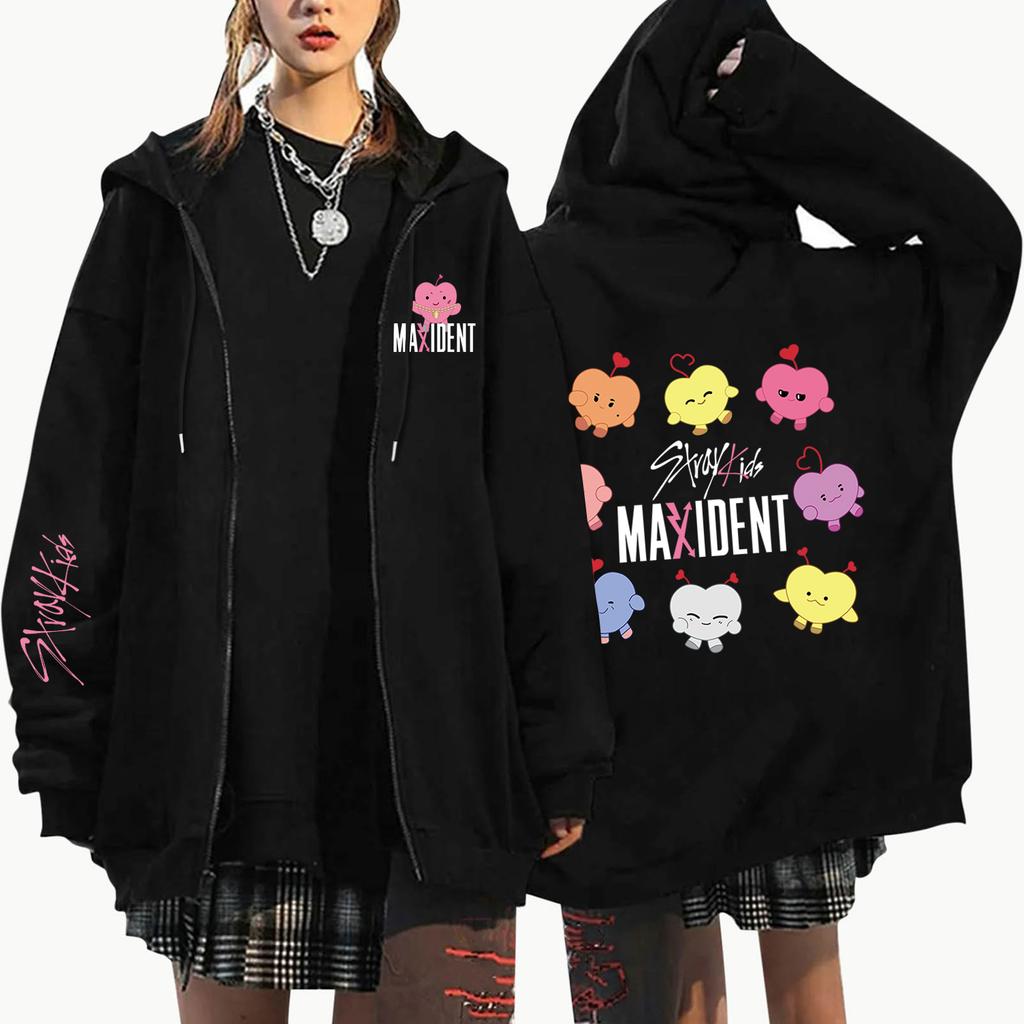 Women's Zip Up Hoodies Teen Girls Letter Printing Sweatshirt Clothing Casual Drawstring Jacket With Pockets