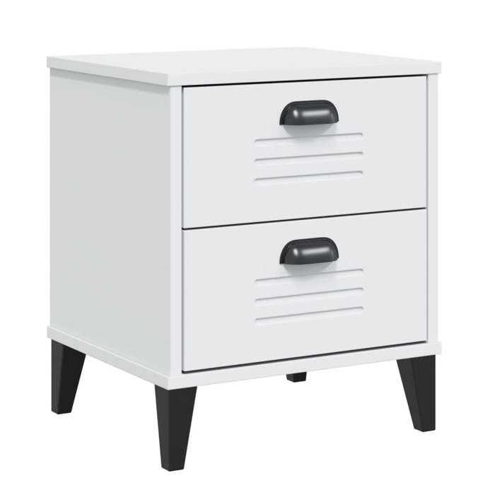 VidaXL Table de Chevet, Armoire de Nuit avec Tiroirs, Table de Téléphone, Meuble de Rangement Chambre, Industriel, Blanc 374908