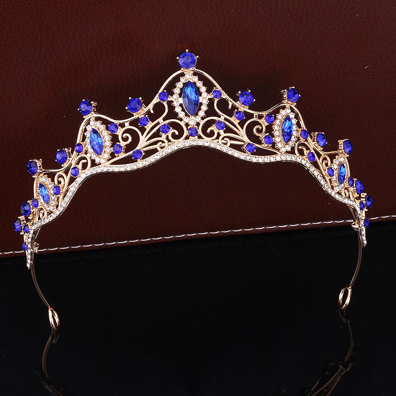 Retro Bride Crown Girl Princess Birthday Crown Alloy Rhinestone Headband Wedding Dress Accessories