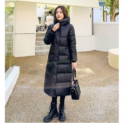 Women's Coat Snow Long Hooded Coat Thickened Plus Knee Puffy Warm