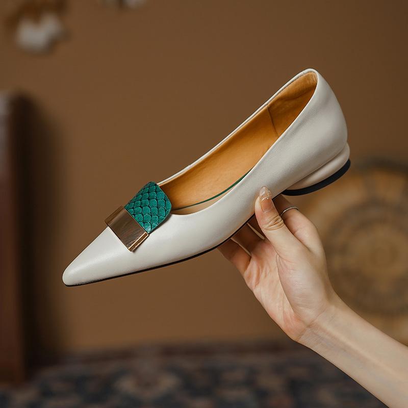 2024 Spring Autumn  High Heel Women Pumps Genuine Leather Ladies Single Shoes Shallow Pointed Toe Office Dress Shoes Party Shoes