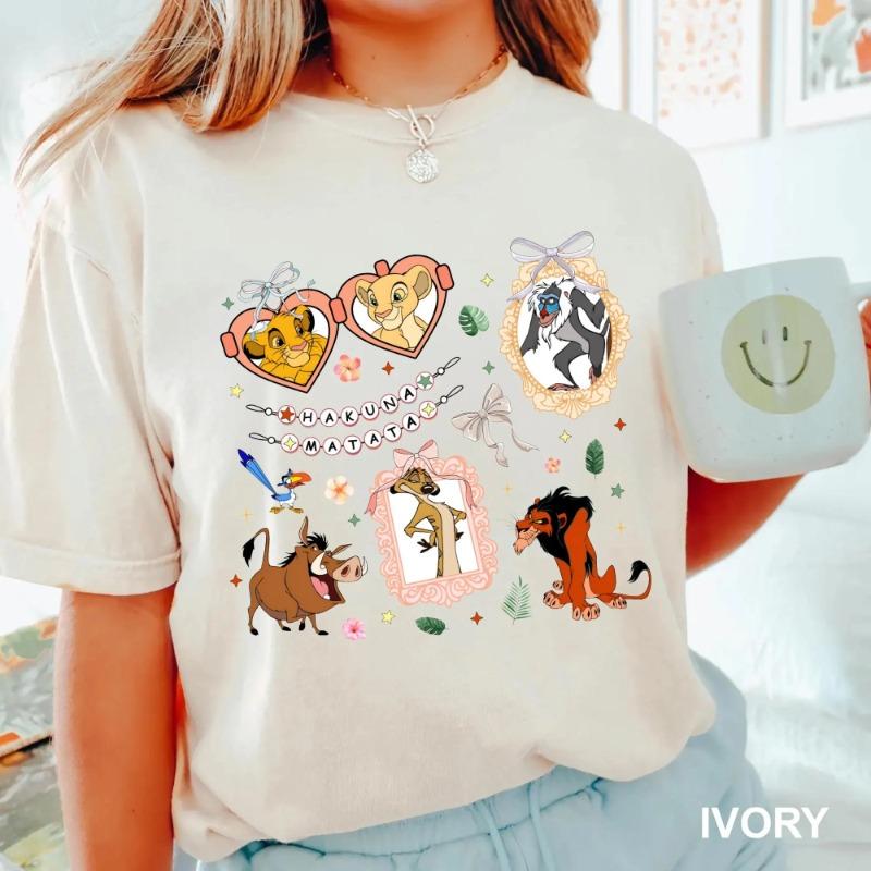 

2026 Summer The Lion King Simba Graphic T-shirt Unisex Unisex Fashion Cotton Quality Casual Loose Short Sleeve Classic Unisex S