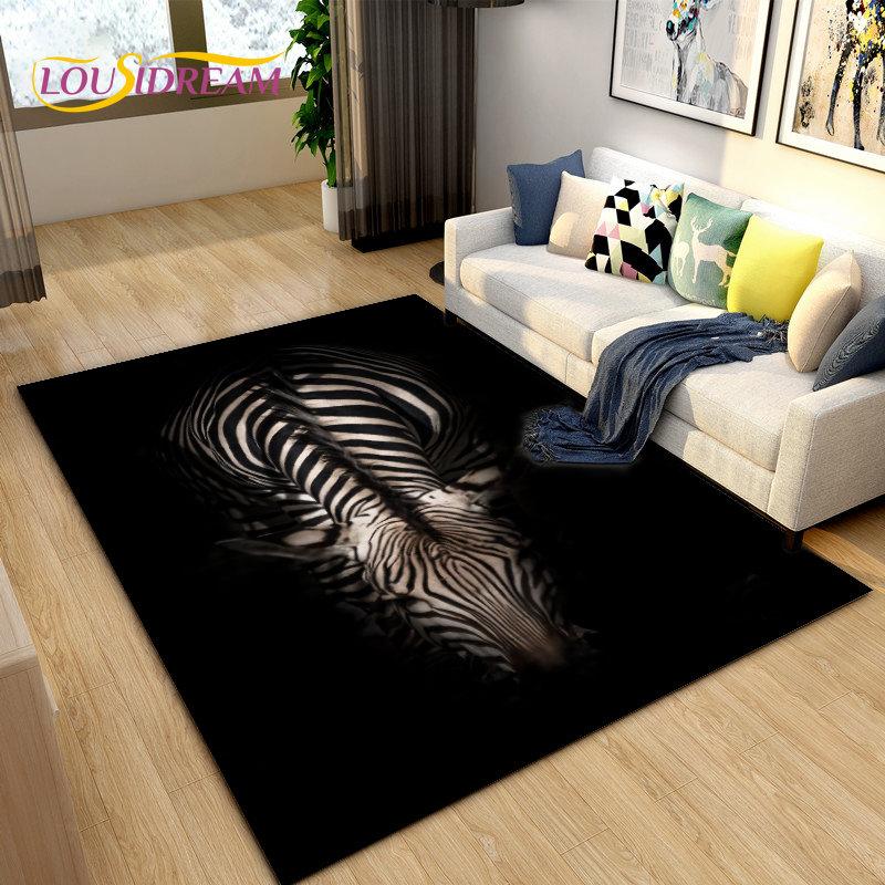 Wild Animal Zebra Area Rug Large,Carpet Rug for Living Room Bedroom Kitchen Doormat Decoration,Children Play Non-slip Floor Mat