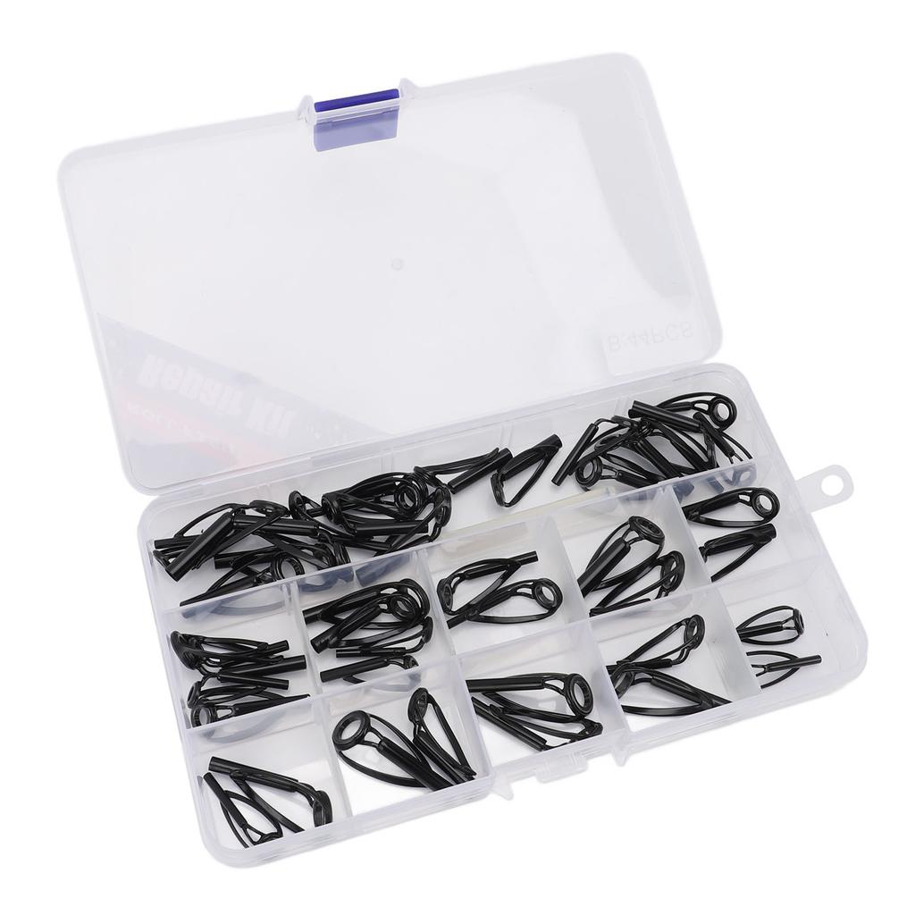 44pcs Fishing Rod Tip Stainless Steel Ceramic Fishing Pole Guide Ring Fishing Rod Repair Kit