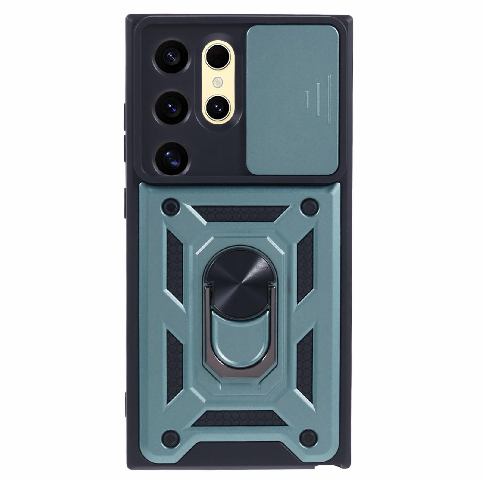 

For Samsung Galaxy S24 Ultra Case Kickstand Phone Cover with Slide Lens Protection Green
