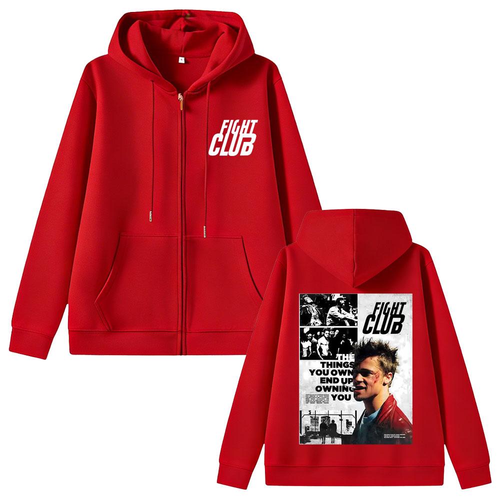 TV Fight Club The Things You Own End Up Owning You Graphic Zipepr Hoodie Men Women Oversized Zip Up Hoodies Coat