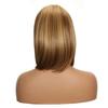 Lace Front Wig For Women Short Black European Style Middle Part Synthetic Hair Elegant Piano Color Fashionable Wig
