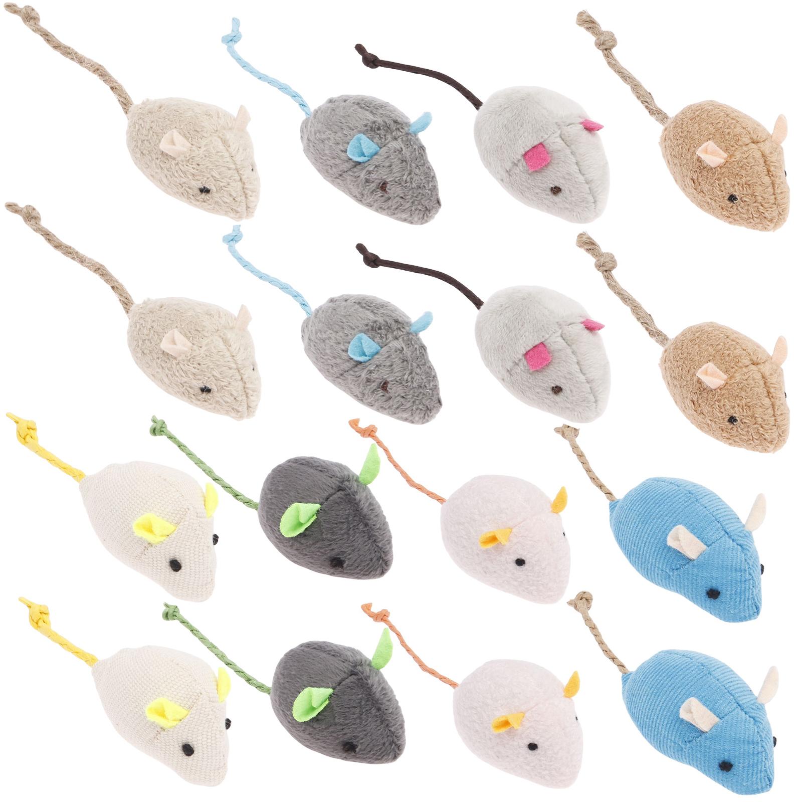 

16Pcs Interactive Cat Mice Toy Funny Plush Cat Mouse Toy Realistic Cat Scratch Mouse Toy Pet Supplies for Indoor Kitten 8 Colors