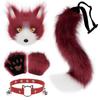 Halloween Fox Mask & Gloves with Plush Tail and Collar Set for Cosplay