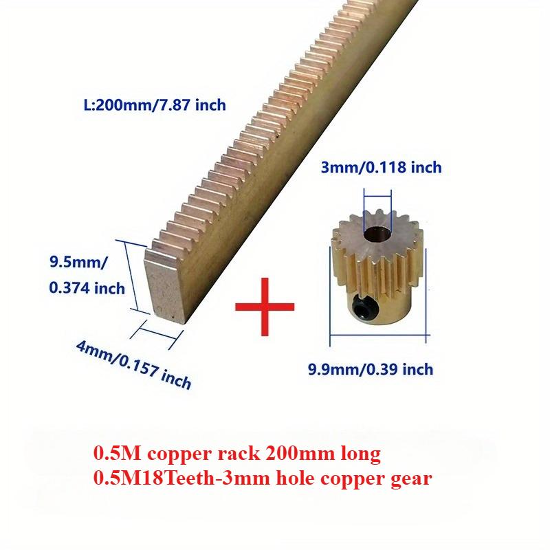 0.5M copper rack 200mm long and 0.5M18Teeth-3mm hole copper gear Spur Gear Brass Pinion Step Gear For Transmission Accessories 0.5M-18Teeth-3mm