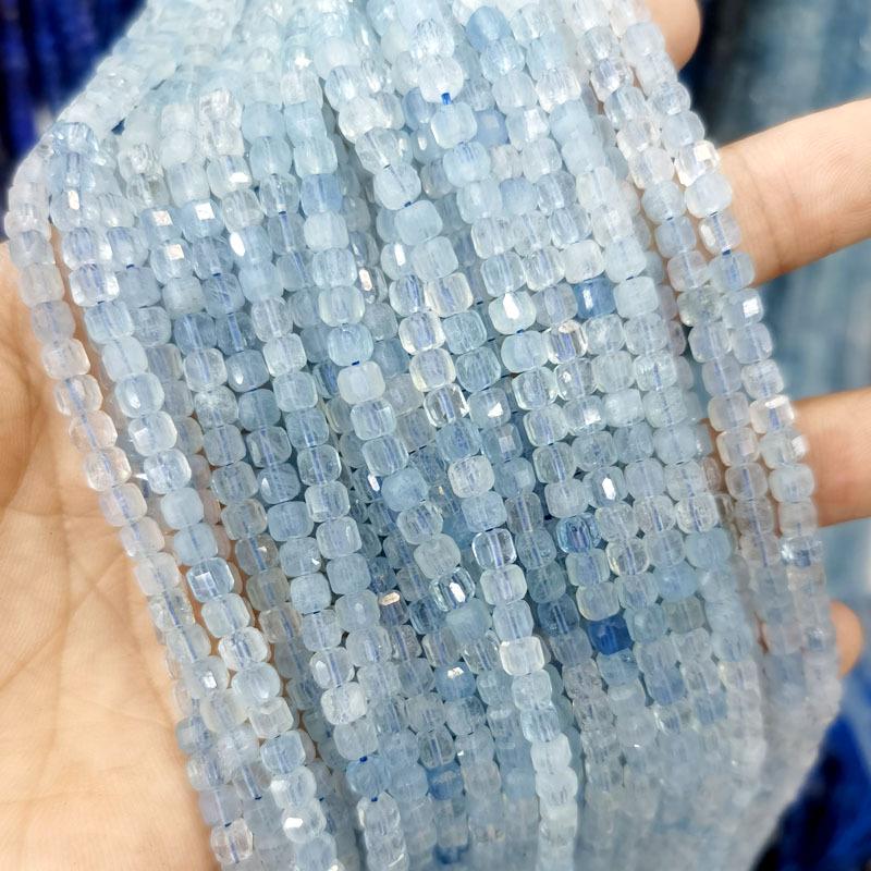 4x4mm Natural Stone Faceted Square Beads: Amethyst, Tourmaline, Garnet Jewelry Accessories