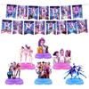 K-Pop Blue Witch Hunter Birthday Party Banner, Cake Toppers, and Balloon Set Decorations