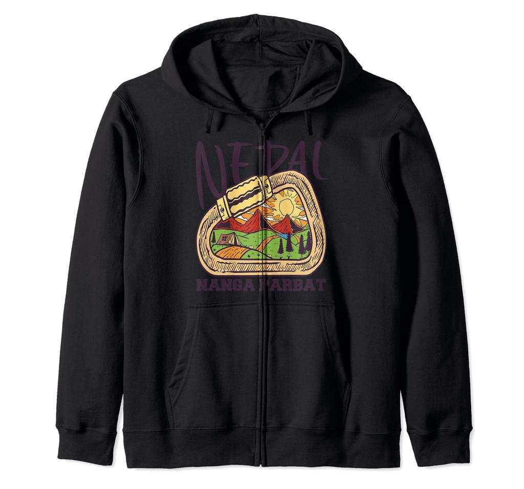 Nanga Parbat Mountaineer Mountain Nature Hiking Nepal Climbing Zip-Up Hoodie