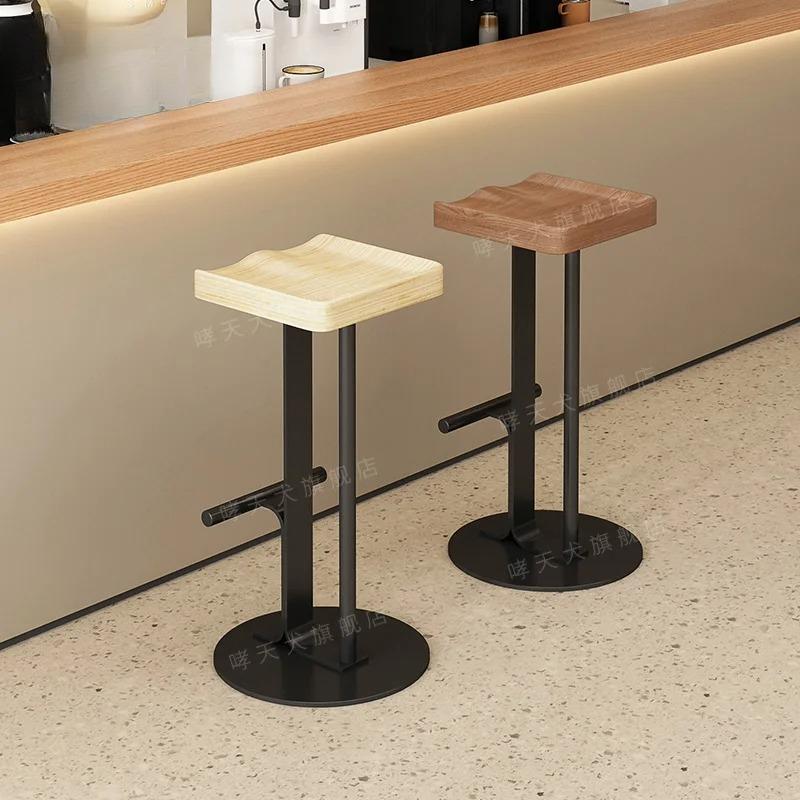 Bar chair Home high stool Bar chair Wrought iron front desk checkout page stool Designer solid wood chair