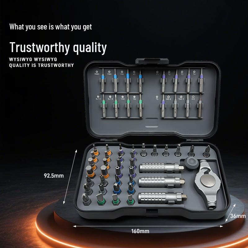 New Model 55-in-1 T-Handle Ratchet Screwdriver Set: High-Strength Multi-Purpose Household Repair Tool.