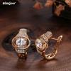 SIMJOO European and American Fashion Copper Set Zircon Earrings Earrings Clasp Women's 585 Rose Gold Small Watch Earrings