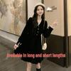 2025 Spring Women's Black Long Sleeve Slimming Dress