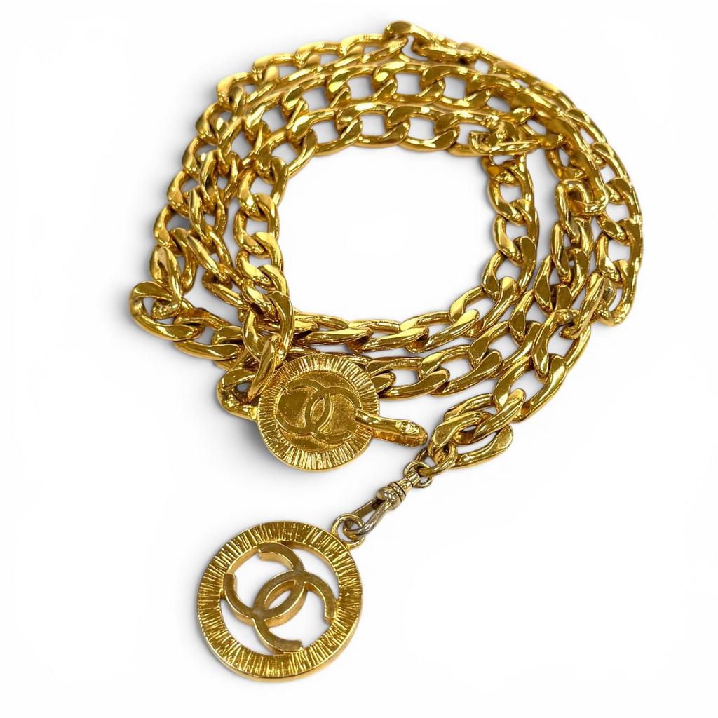 Great CHANEL belt COCO Mark Chain gold Women Used