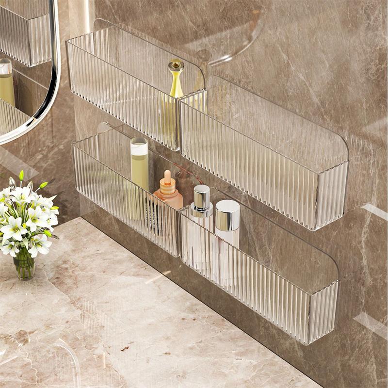 Mirror Cabinet Storage Box Wall Hanging Punch-Free Wall-Mounted With Partitions Bathroom Mirror Cabinet Cosmetics Mask Rack