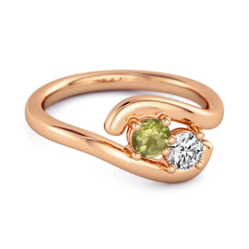 Anel Bypass de Peridoto com Duas Pedras - Prata Esterlina Vermeil Ouro Rosa