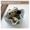 Butterfly Embroidery Ladies Bucket Shoulder Bags Vintage Flower Female Handbags Pearl Chain Women's Portable Crossbody Bags