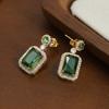 Women's Japanese-Korean Style Zircon Emerald Jewelry Set: Necklace, Ring, Earring, and Elegant Clavicle Chain