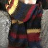 Striped Splicing Scarf Women's Autumn and Winter Dopamine Color Scarf Knitted Soft Waxy Thickened Cold-proof Student Versatile