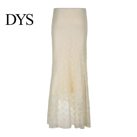 Solid Color Lace Gown Skirt Fishtail with Lining Retro Style Wedding Maxi Detachable Two-Piece Design Parties Weddings