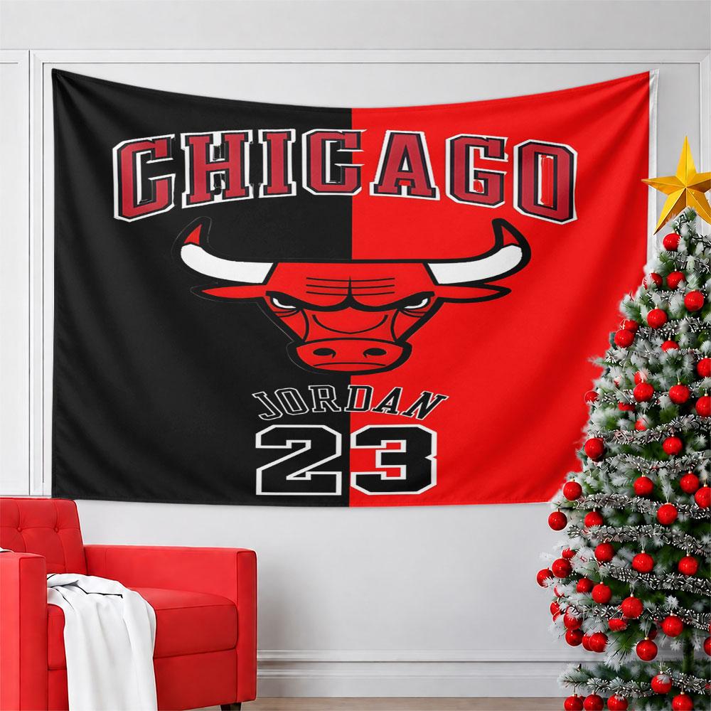 Chicago Bulls Logo Tapestry Design Pattern Wall Hanging Tapestry Decorative Tapestry Home Decor for Bedroom and Living Room