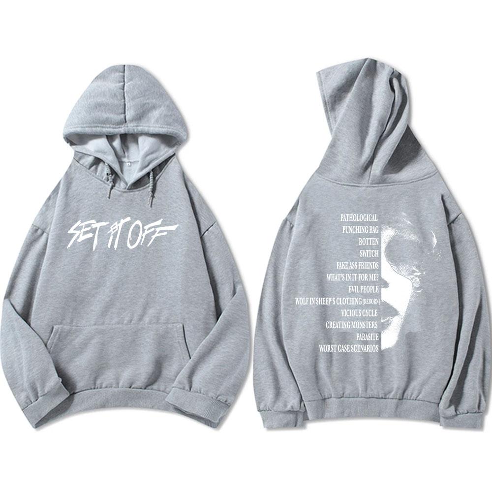 SIO Album Tracklist Hoodie Rock Band Set It Off Sweatshirts Grunge Fashion Unisex Streetwear Hip Hop Grunge Male Sudaderas Mens