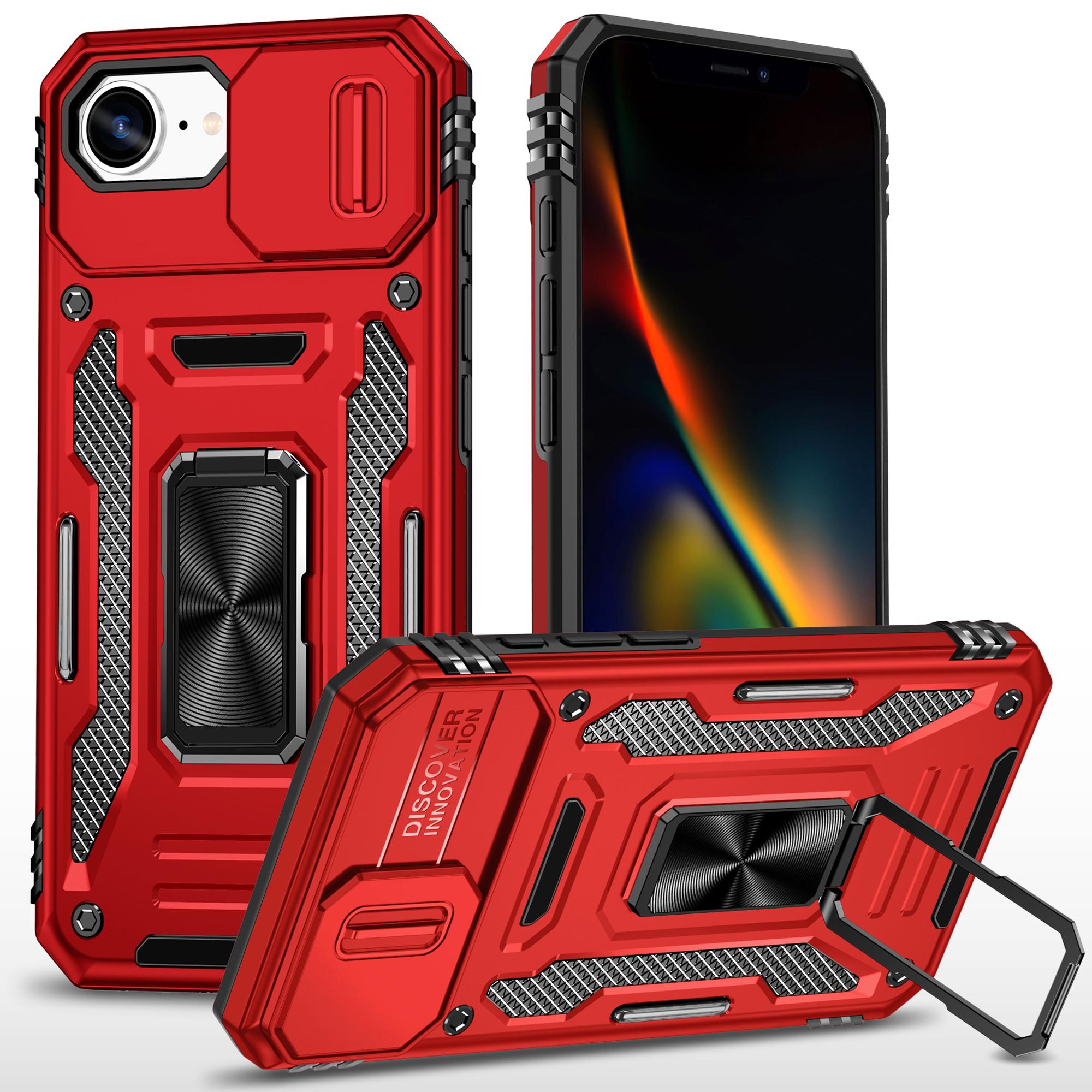

For iPhone 16e Case Kickstand Slide Lens Lid PC + TPU Drop-Proof Phone Cover E