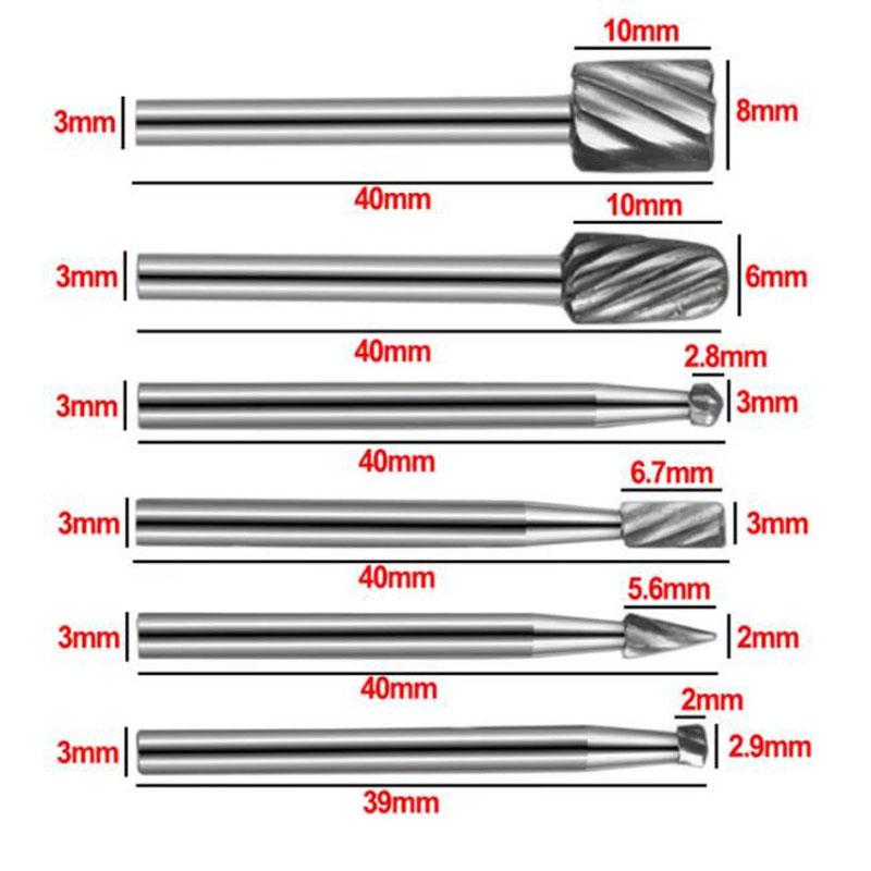 6 Stück HSS Fräsbohrer-Set Fräser Rotierendes Fräswerkzeug CNC Gravur Schleifwerkzeuge Holz Metall Fräser