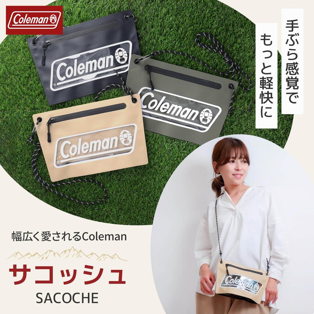 Etsumi Coleman Shoulder Seamless Outdoor Casual Bag for Men and Big Bag, Sacoche, Women, Carabiner, Lightweight, Logo, Olive, VCO-8779