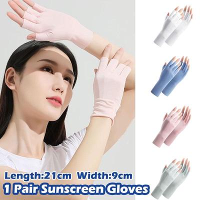 1 Pair Women Gloves Sunscreen Fingerless Gloves Outdoor Driving Gloves Breathable Summer Gloves