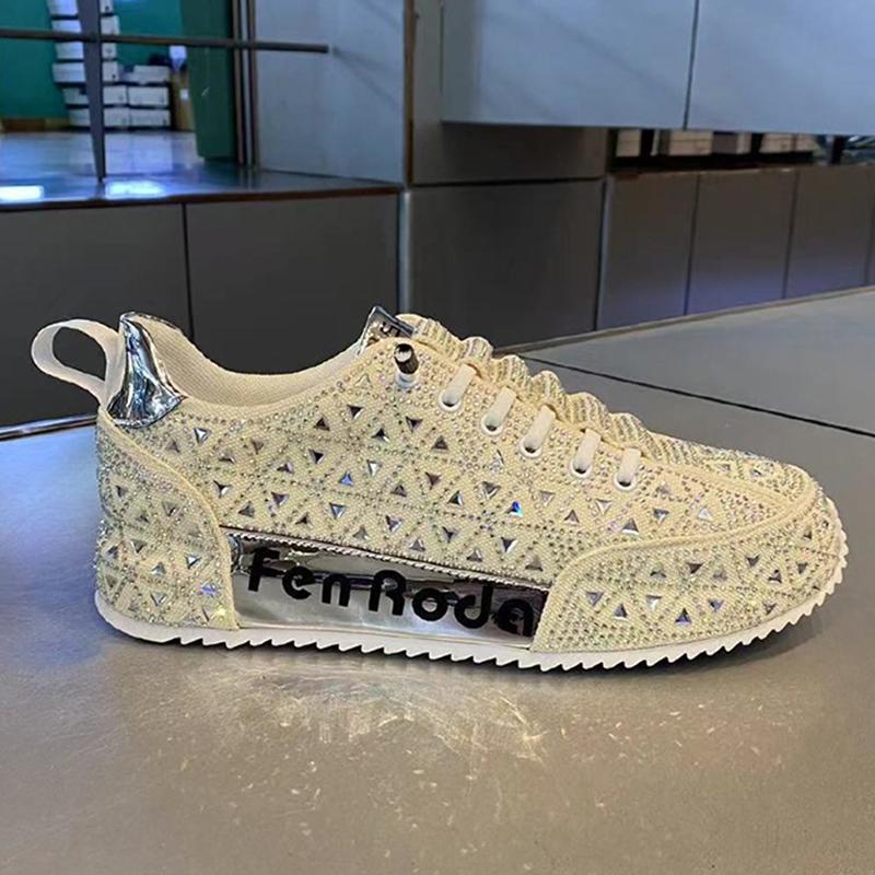 Fashion Luxury New Designer Men's Charm Rhinestone Lace Up All Match Platform Causal Shoes Male Flats Moccasins Walking Sneakers Zapatos