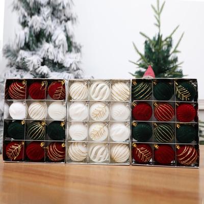 12 Stück Samt Weihnachtskugeln 2,36 Zoll Beflockte Kugeln Weihnachtsbaumschmuck Kunststoffkugeln Weihnachts-Hängedekoration für Indoor-Feiertagsdeko