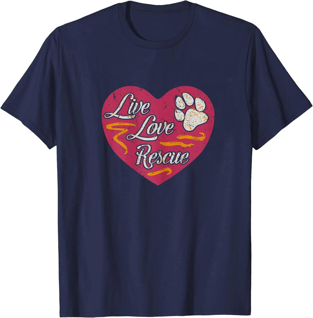 Live Love Rescue Dog Lover Adopt A Dog Adoption Gift Unisex TShirt New 100 Cotton Short Sleeve ONeck Tshirt Casual Mens Top
