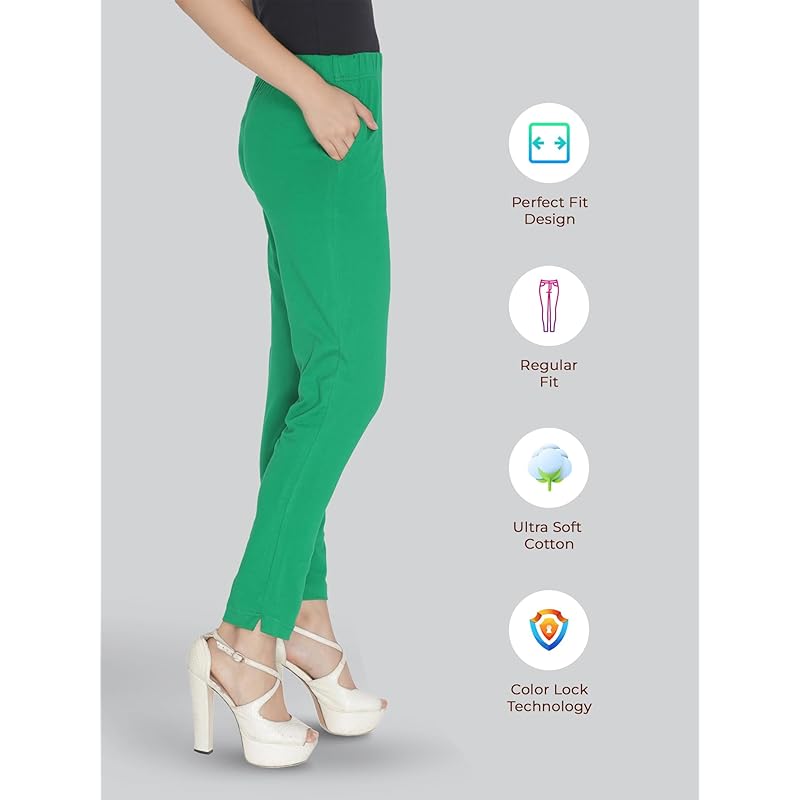 Lyra Women Solid Premium Cotton Kurtipant | Mid-Waist | Fashionwear L зелёный