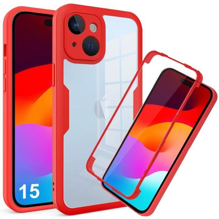 Coque - E.F.CONNECTION - pour iPhone 15 - Rouge - Protection intégrale 360 degrés - Rigide