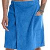 Men's Solid Color Wearable Bath Towel Bath House Shower Room Bathrobe with Pocket Bath Towel Soft Comfortable Beach Towel