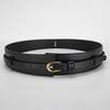Wide Waistband Double Strap Belt with Retro Metal Buckle for Women - Leather Accessory for Autumn/Winter Coats & Suits