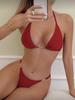 Triangle Strap Pearl Sexy Bikini Split Swimsuit