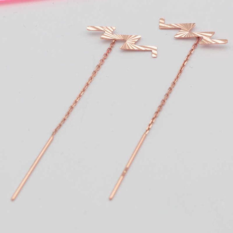 Позолоченные простые модные женские блестящие серьги-молнии, Цветное золото, Фиолетовое золото, Длинные серьги