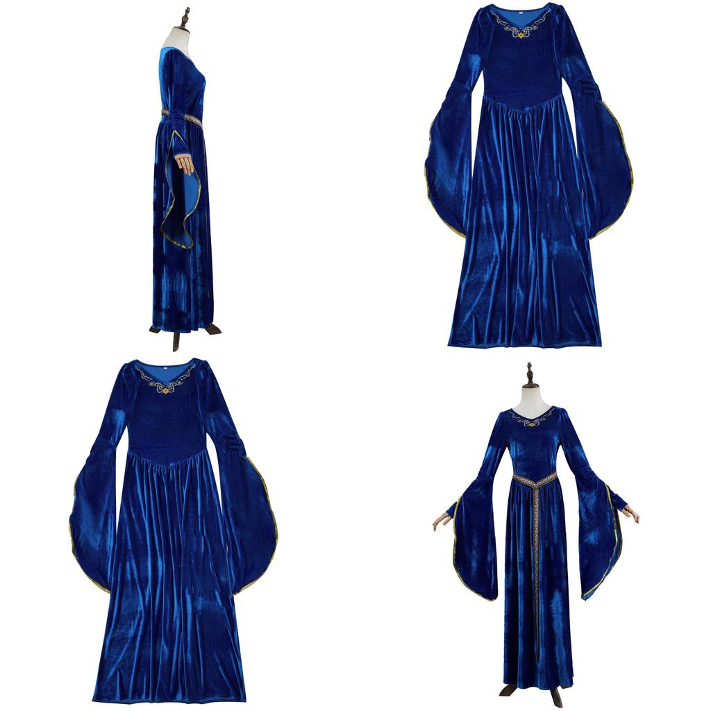Retro Court Ball Trumpet Sleeve Dress Role Playing Queen Halloween Costume For Adults And Teens