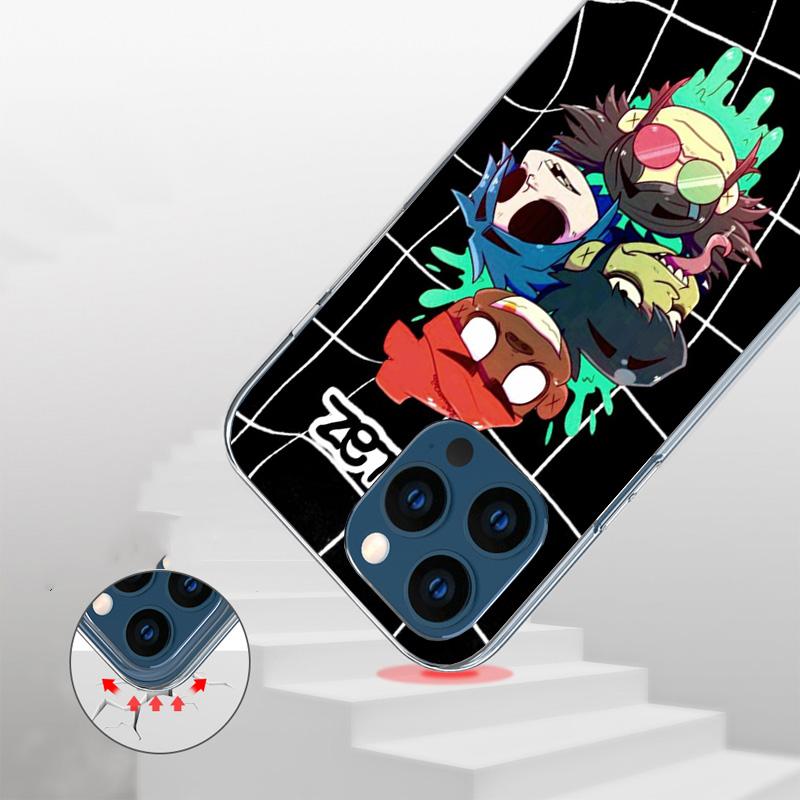 Gorillaz Anime Phone Case For iPhone 17 Air 16 Pro Max 16E 15 + 14 Plus 11 12 13 Mini 7 8 SE Gift Print Cover Fundas 17 Air 16 P