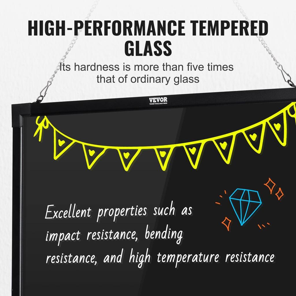 LED Message Writing Board 81.3x61 Cm Illuminated Erasable Lighted Chalkboard