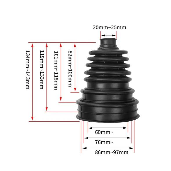 2 Pcs Universal Black Drive Shaft CV Joint Boot Kit Constant Velocity Dust Cover